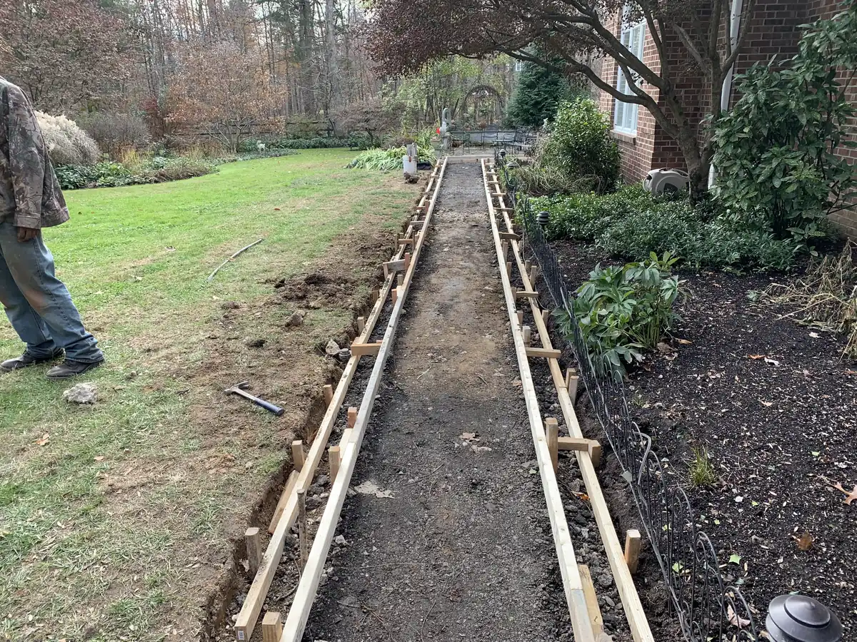 Concrete walkway formed and ready to pour by MG Minor Construction in Marshall VA