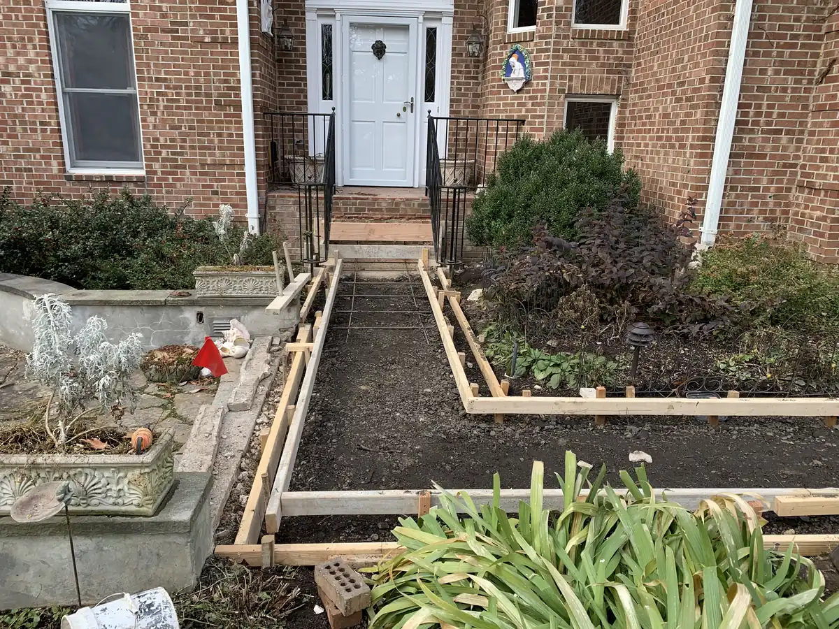 Before: front walkway formed and ready for concrete